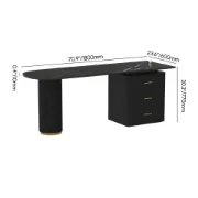 Zavello – Natural Wood Executive Desk with Marble-Look Surface & Gold Accent