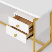 Alpha Gold Frame Desk - Natural wood.