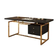 Alpha Gold Frame Desk - Natural wood.