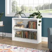 Paulica White Low Bookshelf – Natural Wood