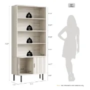 Elise - Natural Wood Bookshelf with Bottom Storage Cabinet