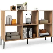 Levo – Modern Natural Wood 6-Cube Display Bookcase
