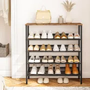 Liora - Natural Wood Shoe Storage Unit with Metal Frame