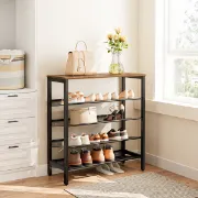 Liora - Natural Wood Shoe Storage Unit with Metal Frame