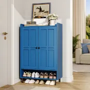 Mavine – Blue Natural Wood Shoe Cabinet