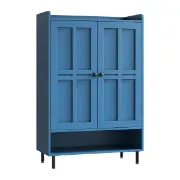 Mavine – Blue Natural Wood Shoe Cabinet
