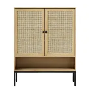 Marisse – Natural Wood Shoe Cabinet with Rattan Doors