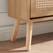 Soline – Natural Wood & Rattan Shoe Cabinet