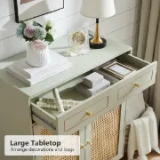 Lévoria - Natural Wood & Rattan Shoe Cabinet