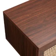 Marena – Modern TV Unit with Rattan Doors – Natural Wood