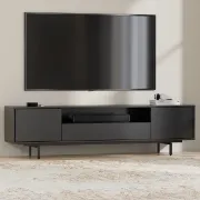 Noiré TV Stand with a Minimal Design – Natural Wood & Metal Legs