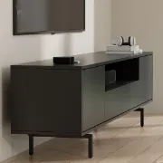 Noiré TV Stand with a Minimal Design – Natural Wood & Metal Legs