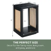 Siems Natural Wood & Rattan Side Table – Minimal Design