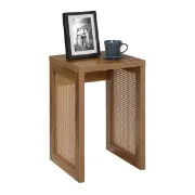 Siems Side Table with Rattan Panels – Natural Wood