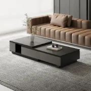 Cylora Coffee Table with Hidden Drawers – Natural Wood