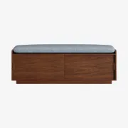 Picture of Elara Storage Bench with Cushioned Seat – Natural Wood