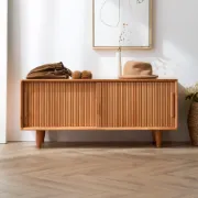 Liora – Slatted Natural Wood Storage Bench