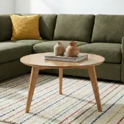 صورة Oaklo Round Coffee Table – Natural Wood