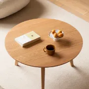 صورة Oaklo Round Coffee Table – Natural Wood